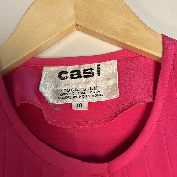 CASI vintage 100% silk hot pink Hong Kong 10 - Picture 2 of 7